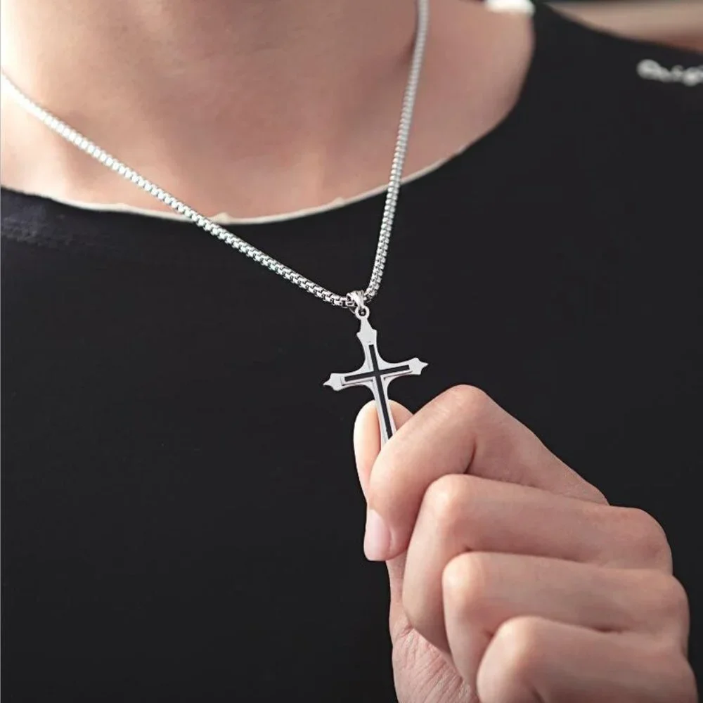 ❤️Cross Nail Chain scarecrow gothic Necklace, N90201P122 - Picture 7 of 11